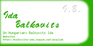 ida balkovits business card